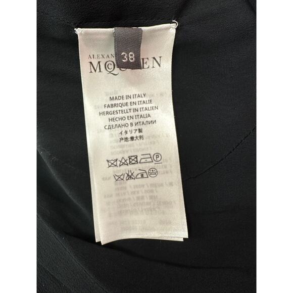 Alexander McQueen Brocade Black Green Cocktail Fit Flare Mini Dress Sz 38 US XS - Picture 11 of 16